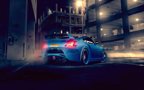 BLUE NISSAN 370Z REAR GICLEE CANVAS ART PRINT POSTER