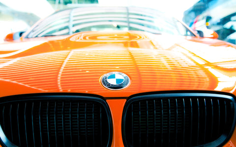 BMW BONNET ORANGE BADGE GICLEE CANVAS ART PRINT POSTER