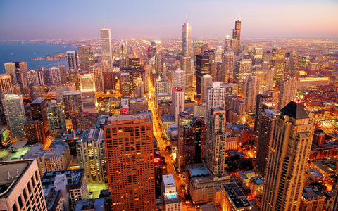 CHICAGO SKYLINE MORNING GICLEE CANVAS ART PRINT POSTER