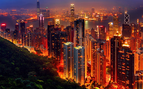 CHINA HONG KONG NIGHT GICLEE CANVAS ART PRINT POSTER