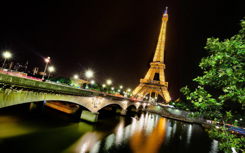 EIFFEL TOWER PARIS NIGHT GICLEE CANVAS ART PRINT POSTER