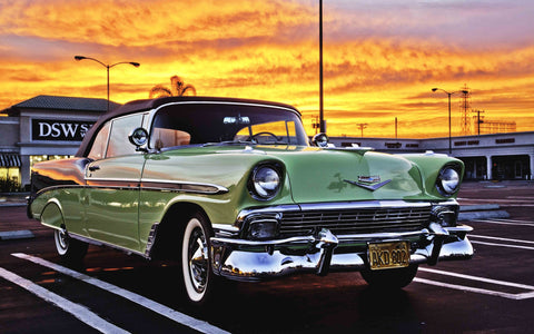 GREEN CLASSIC CHEVROLET GICLEE CANVAS ART PRINT POSTER