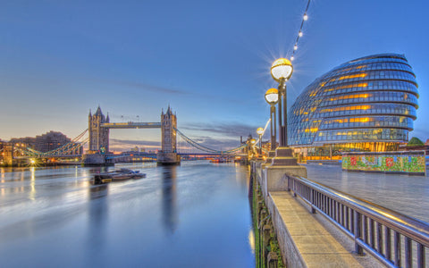 LONDON THAMES CITY HALL GICLEE CANVAS ART PRINT POSTER