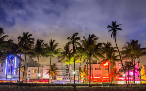 MIAMI BEACH NIGHT FLORIDA GICLEE CANVAS ART PRINT POSTER