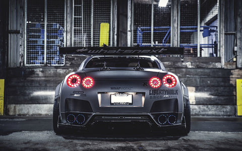 NISSAN GTR LIBERTY WALK BACK VIEW GICLEE CANVAS ART PRINT POSTER