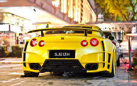 NISSAN GTR WIDEBODY YELLOW GICLEE CANVAS ART PRINT POSTER