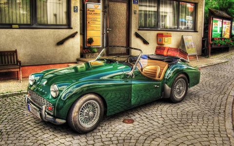 OLD GREEN CAR GICLEE CANVAS ART PRINT POSTER