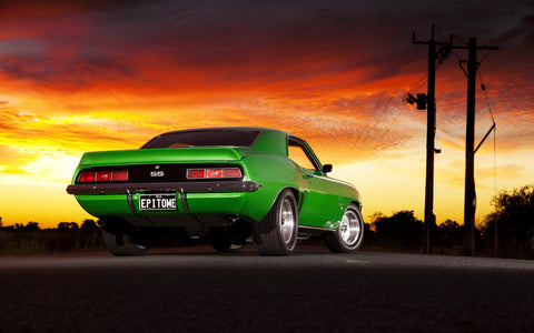 OLD GREEN CHEVROLET CAMARO GICLEE CANVAS ART PRINT POSTER