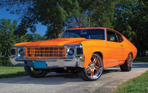 ORANGE CHEVROLET CHEVELLE GICLEE CANVAS ART PRINT POSTER