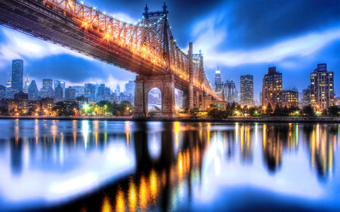 QUEENSBORO BRIDGE NIGHT GICLEE CANVAS ART PRINT POSTER