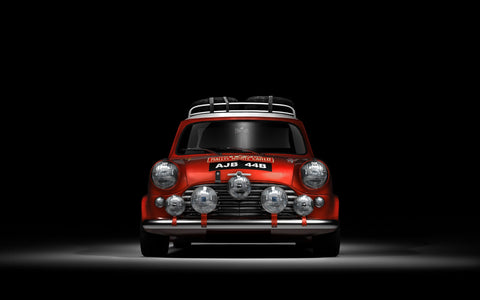 RED MINI COOPER CLASSIC GICLEE CANVAS ART PRINT POSTER