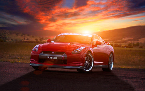 RED NISSAN GTR R35 GICLEE CANVAS ART PRINT POSTER