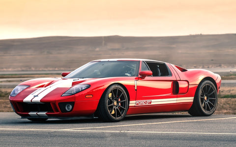 RED RETRO FORD GT GICLEE CANVAS ART PRINT POSTER