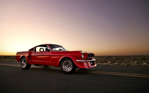 RED VINTAGE FORD MUSTANG GICLEE CANVAS ART PRINT POSTER