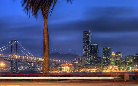 SAN FRANCISCO NIGHT VIEW GICLEE CANVAS ART PRINT POSTER