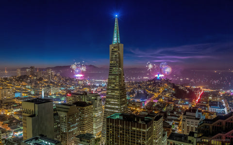 SAN FRANCISCO SKYLINE NIGHT GICLEE CANVAS ART PRINT POSTER