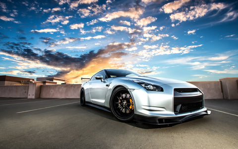 SILVERY NISSAN GTR R35 GICLEE CANVAS ART PRINT POSTER