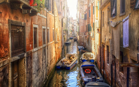 VENICE BOATS BUILDINGS GICLEE CANVAS ART PRINT POSTER