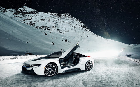 WHITE BMW I8 GICLEE CANVAS ART PRINT POSTER